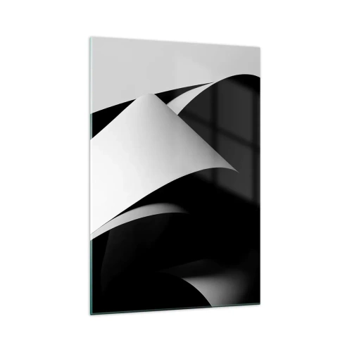 Cuadro sobre vidrio - Impresiones sobre Vidrio - Formas abstractas en blanco y negro con contrastes llamativos. - 70x100cm - Planos de luz desde las profundidades de la sombra - Decoración de pared moderna para salón y dormitorio ARTTOR