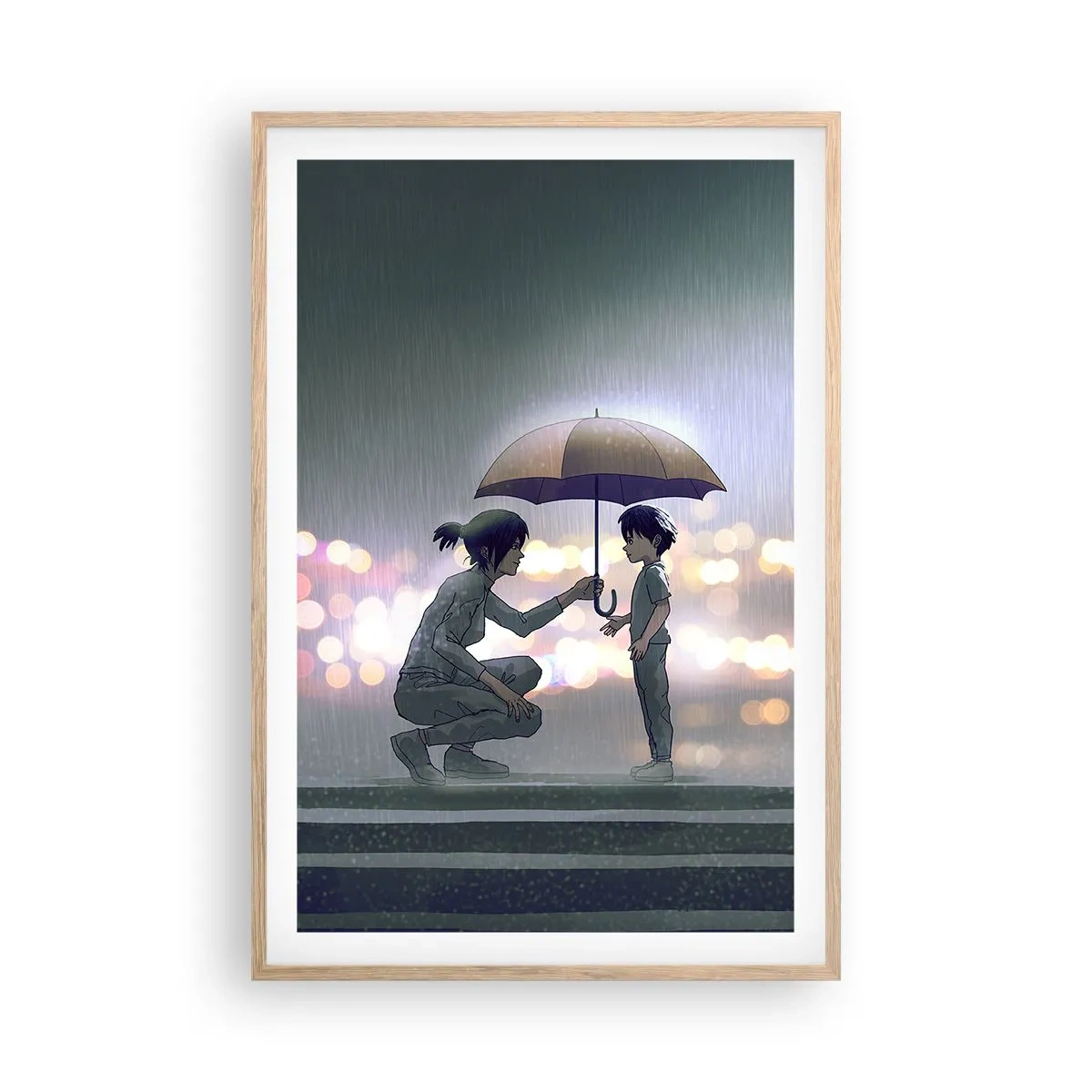 Póster en marco roble claro - Y todo está bien - 61x91 cm