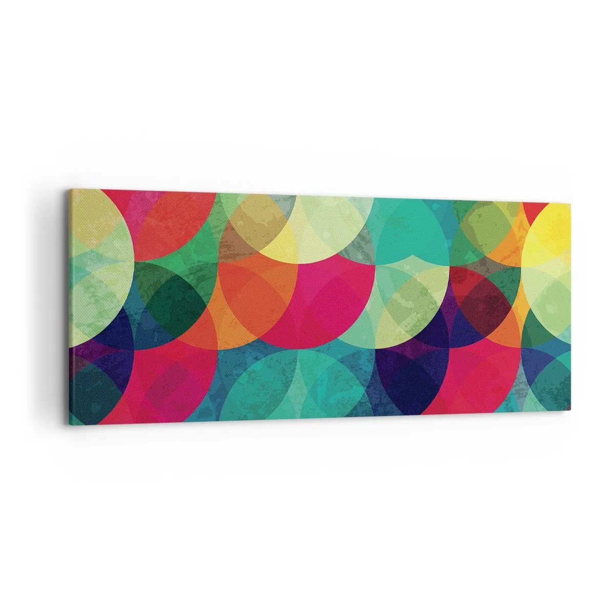 Cuadro sobre lienzo - Impresión de Imagen - Patrones geométricos coloridos compuestos de círculos y semicírculos. - 120x50cm - Ascensión circular - Decoración de pared moderna para salón y dormitorio ARTTOR