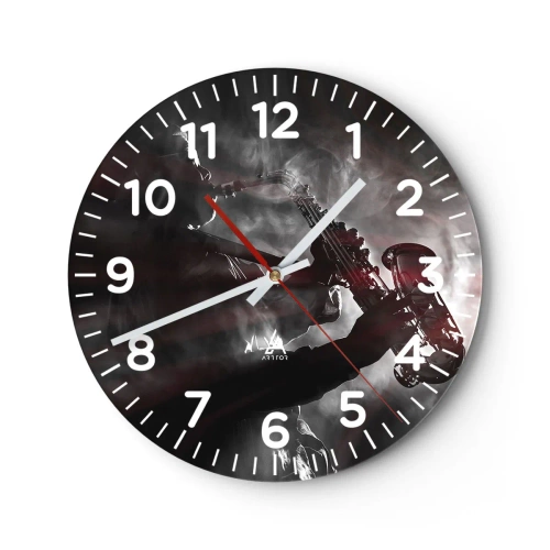 Reloj de pared - Reloj de vidrio - En el vapor del jazz - 30x30 cm