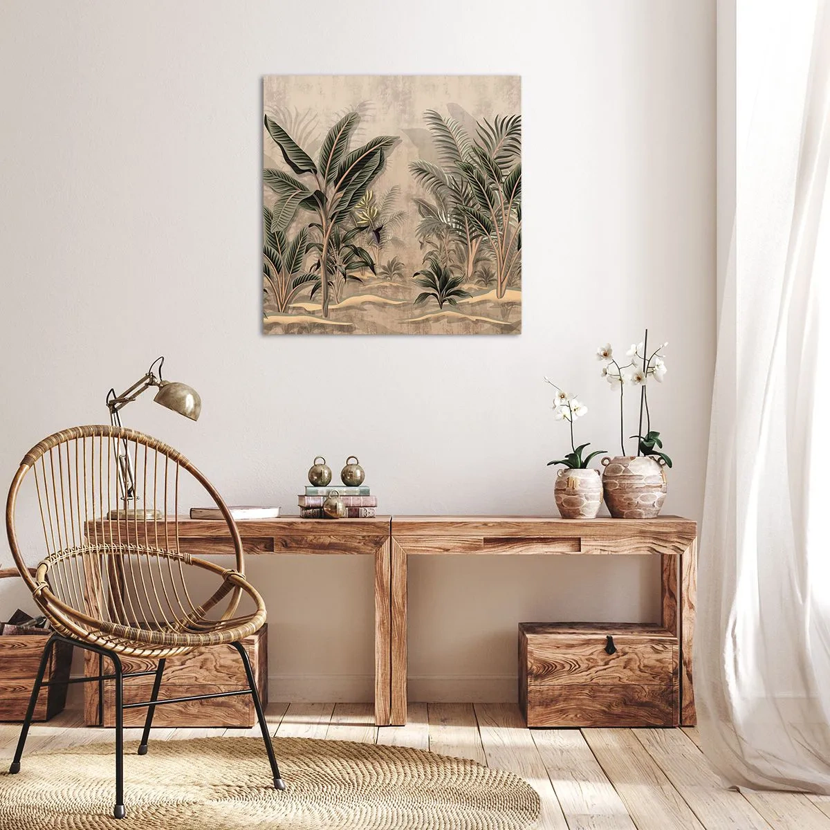 Cuadro sobre lienzo - Impresión de Imagen - Grabados de estilo colonial - 70x70 cm