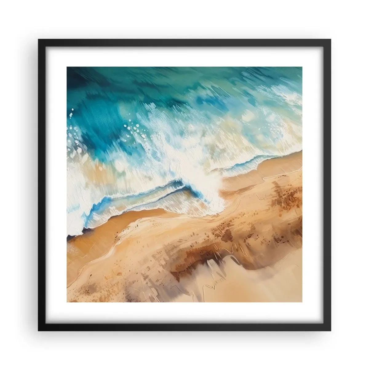 Póster en marco negro - Olas recurrentes - 50x50 cm