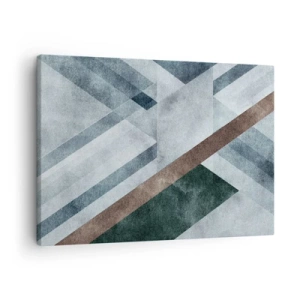 Cuadro sobre lienzo - Impresión de Imagen - Formas geométricas en tonos fríos de azul y marrón. - 70x50cm - Sofisticada elegancia de la geometría - Decoración de pared moderna para salón y dormitorio ARTTOR