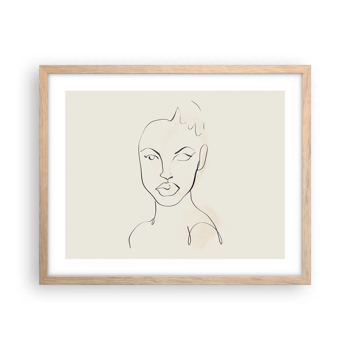 Póster en marco roble claro - Un esbozo de sensualidad - 50x40 cm