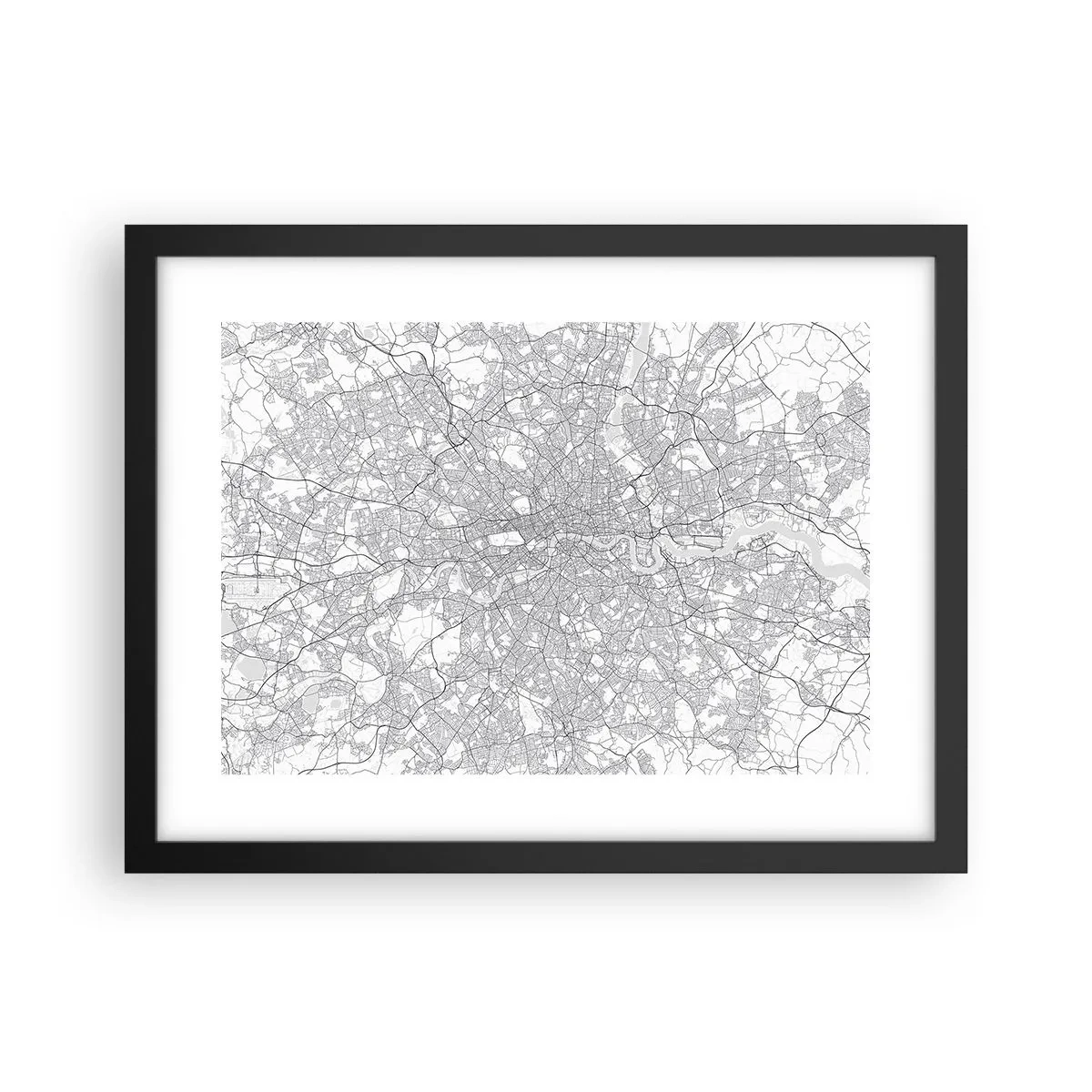 Póster en marco negro - Un mapa del laberinto de Londres - 40x30 cm