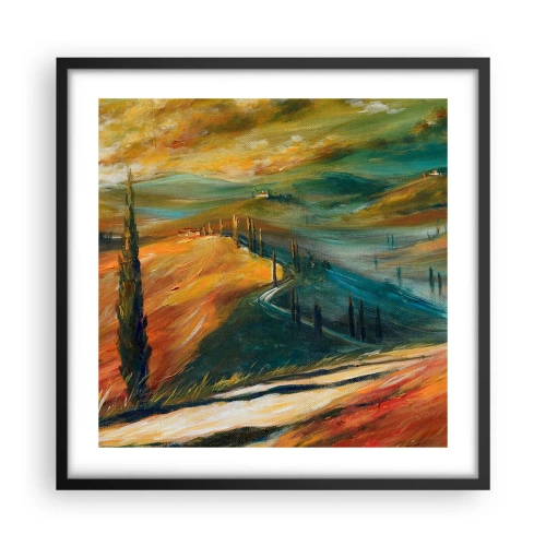 Póster en marco negro - Paisaje toscano - 50x50 cm