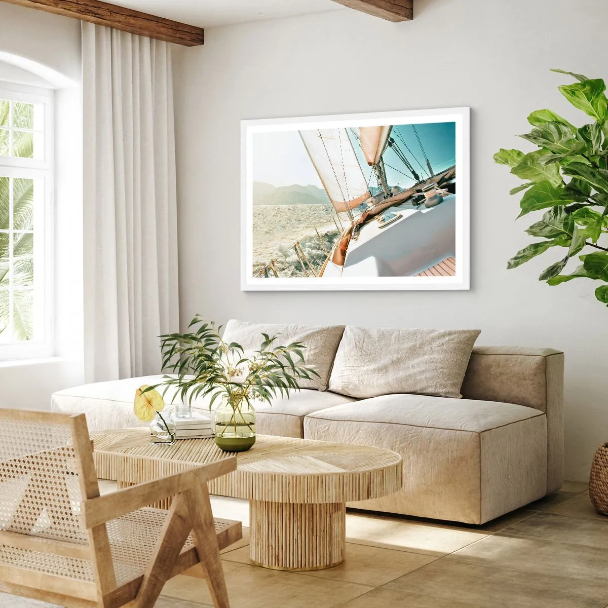 Póster en marco blanco - A toda vela - 50x40 cm