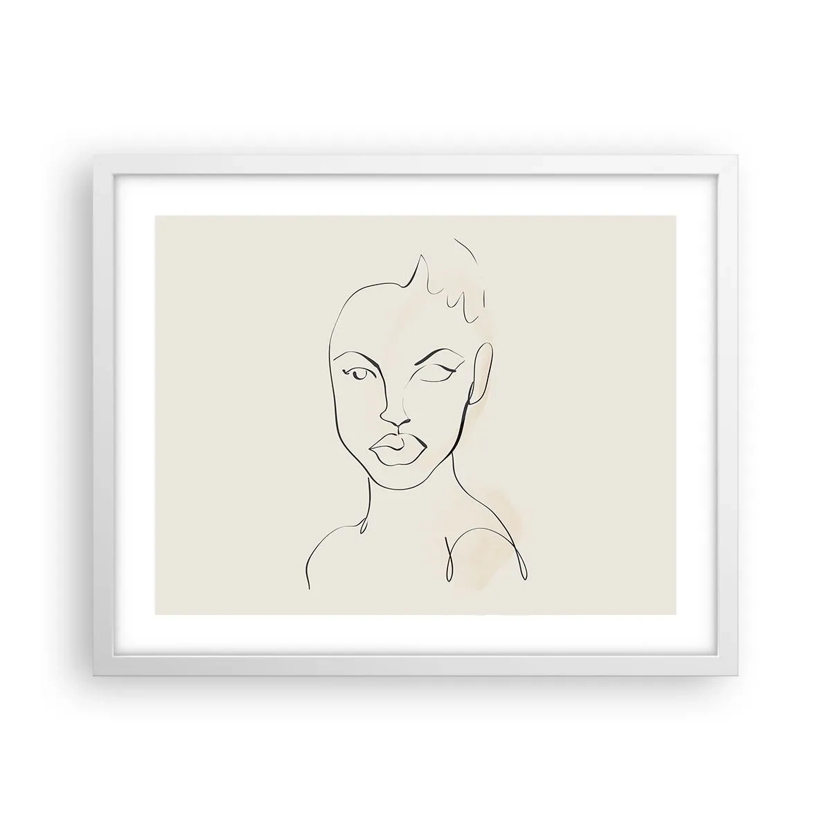 Póster en marco blanco - Un esbozo de sensualidad - 50x40 cm