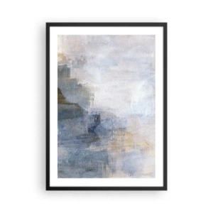Póster en marco negro - Composición abstracta en tonos azules y beige. - 50x70cm - Tonos de color - Decoración de pared moderna para salón y dormitorio ARTTOR