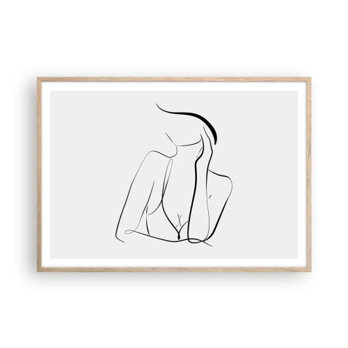 Póster en marco roble claro - En la ola de sueños - 100x70 cm