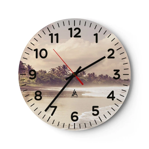 Reloj de pared - Reloj de vidrio - La caricia de las olas - 40x40 cm