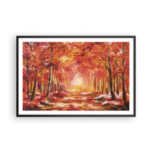 Póster en marco negro - Bosque de cobre - 91x61 cm
