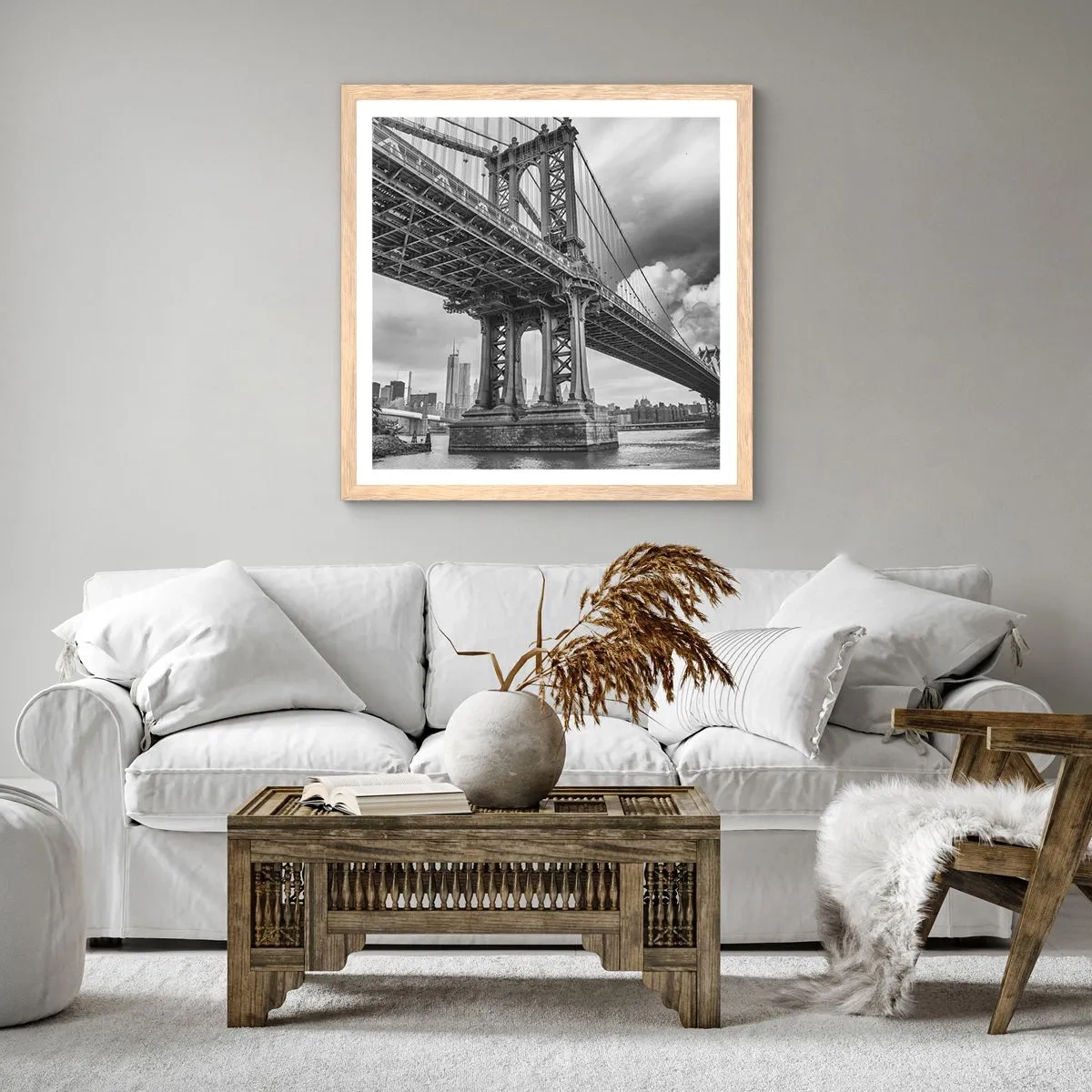 Póster en marco roble claro - Al corazón de la ciudad - 40x40 cm