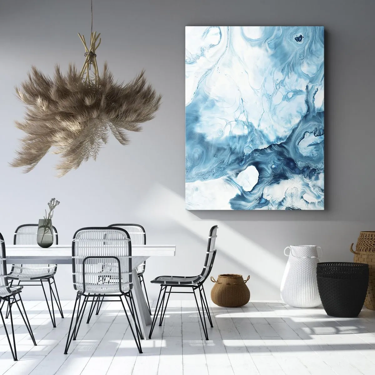 Cuadro sobre lienzo - Impresión de Imagen - Patrón abstracto en tonos azules - 50x70cm - Un concierto azul - Decoración de pared moderna para salón y dormitorio ARTTOR