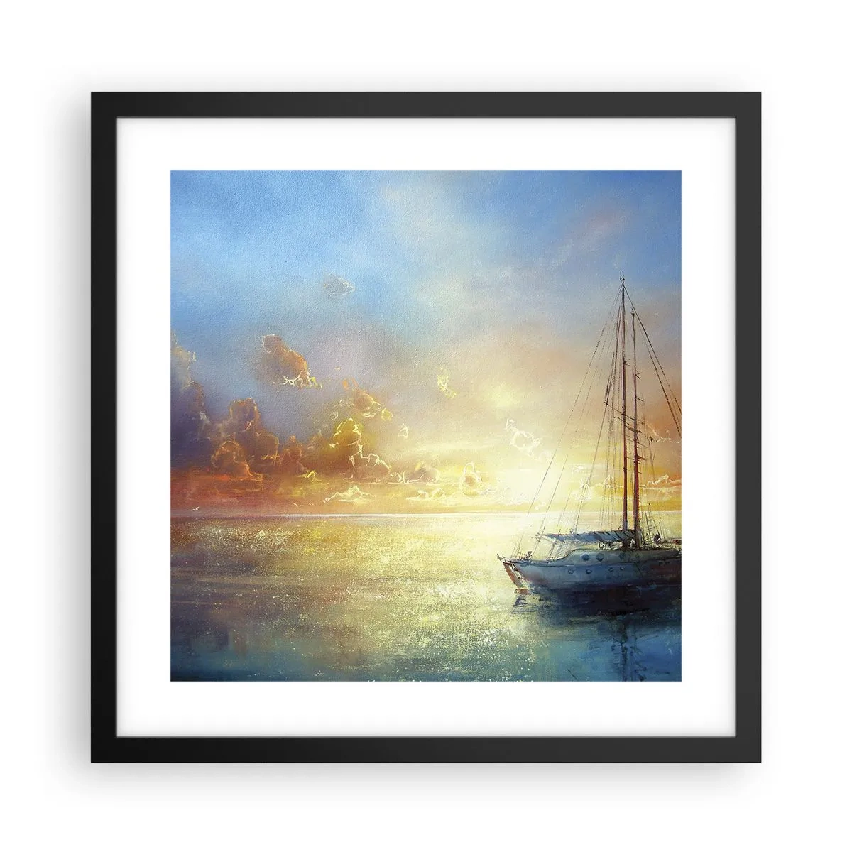 Póster en marco negro - En una bahía dorada - 40x40 cm