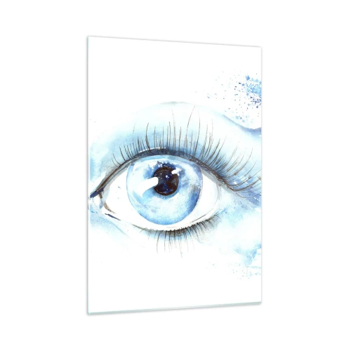 Cuadro sobre vidrio - Impresiones sobre Vidrio - Ojo azul en acuarela artística - 50x70cm - Sumérgete en el azul de tu mirada - Decoración de pared moderna para salón y dormitorio ARTTOR