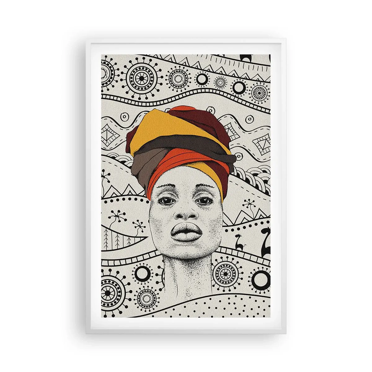 Póster en marco blanco - Retrato africano - 61x91 cm