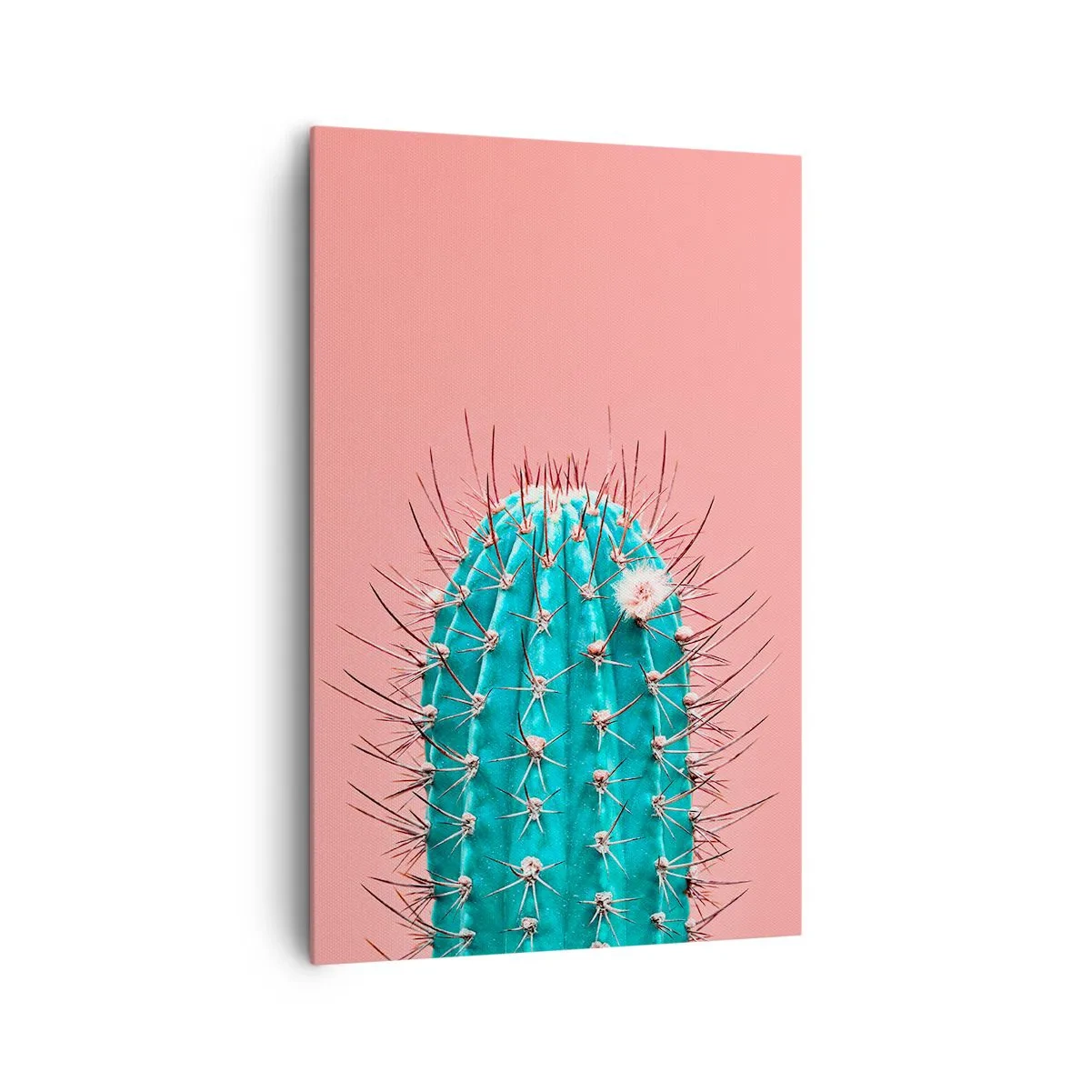 Cuadro sobre lienzo - Impresión de Imagen - Una versión artística de un cactus sobre un fondo rosa. - 80x120cm - Se mira, pero no se toca - Decoración de pared moderna para salón y dormitorio ARTTOR