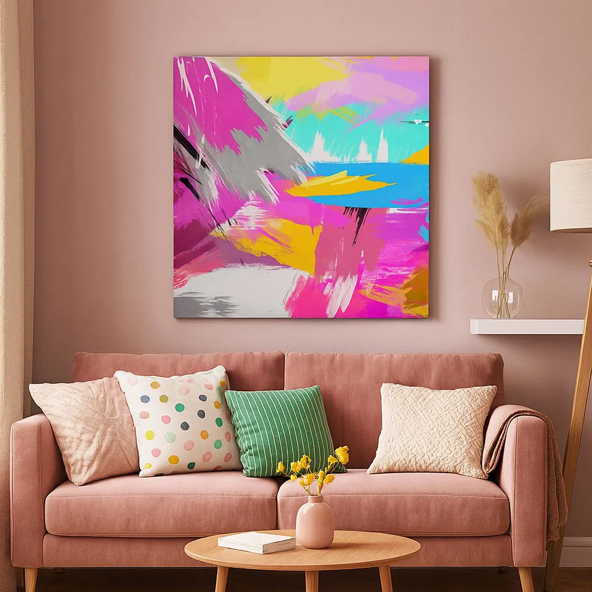 Cuadro sobre lienzo - Impresión de Imagen - Abstracción colorida - 30x30 cm