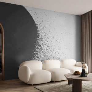 Fotomural Premium Canvas - El movimiento de las partículas - Abstracción, En blanco y negro, Gráficos - 150x105 cm