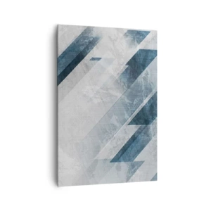 Cuadro sobre lienzo - Impresión de Imagen - Líneas abstractas en tonos grises y azules. - 70x100cm - Composición espacial - movimiento de grises - Decoración de pared moderna para salón y dormitorio ARTTOR