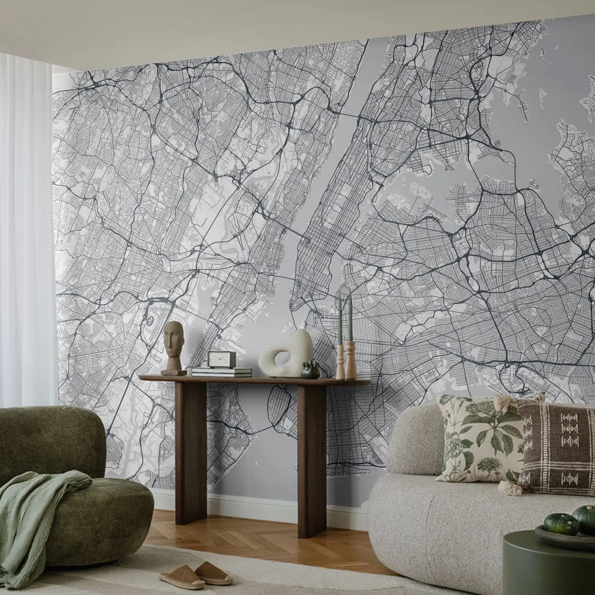 Fotomural Standard Eco - Anatomía de una metrópolis - Nueva York, Mapa, manhattan - 250x175 cm