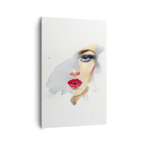 Cuadro sobre lienzo - Impresión de Imagen - Un retrato en acuarela de una mujer de mirada intensa. - 80x120cm - Reflejo en una gota de agua - Decoración de pared moderna para salón y dormitorio ARTTOR