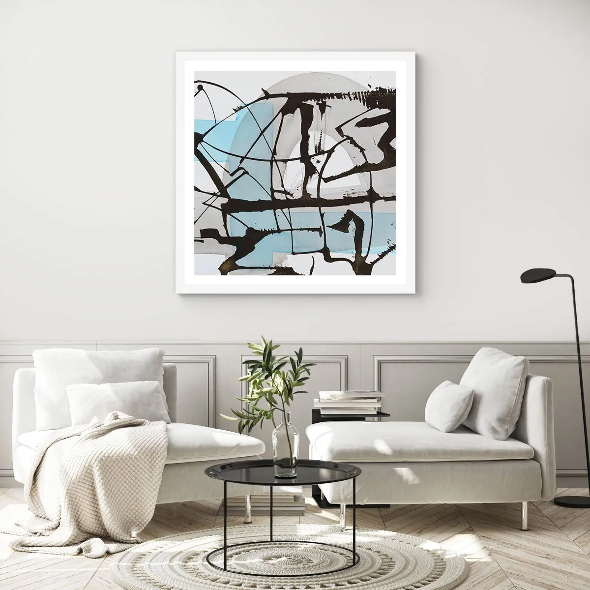 Póster en marco blanco - Azul a pesar de todo - 40x40 cm