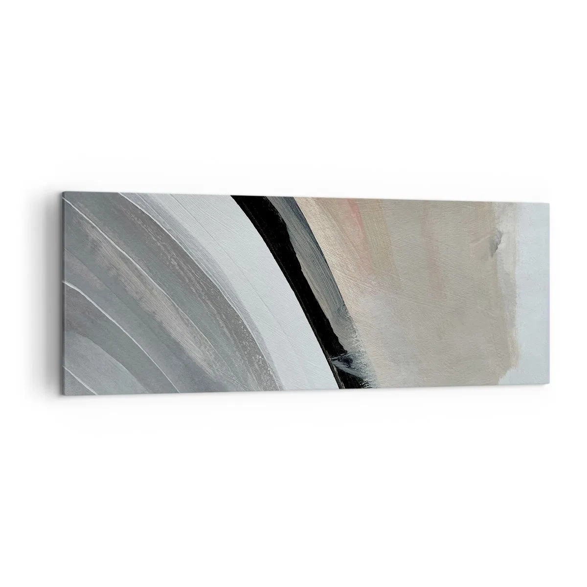 Cuadro sobre lienzo - Impresión de Imagen - Arco abstracto en tonos negro, gris y beige. - 140x50cm - Composición: un arco negro y gris - Decoración de pared moderna para salón y dormitorio ARTTOR
