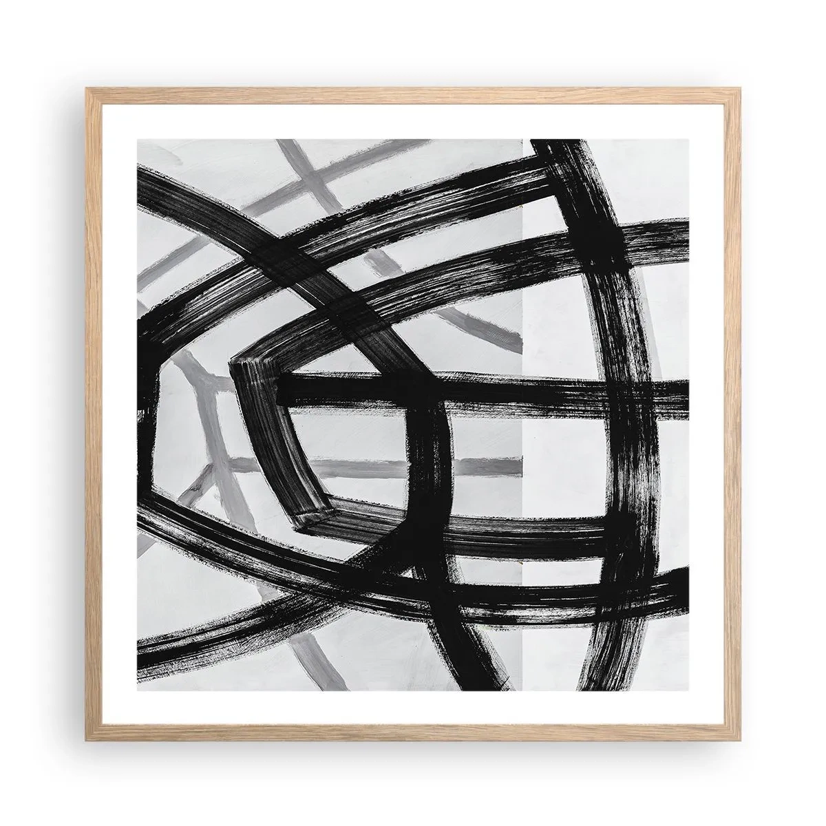 Póster en marco roble claro - Construir profundidad - 60x60 cm