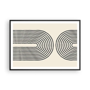 Póster en marco negro - Patrón geométrico abstracto con líneas simétricas sobre un fondo claro. - 100x70cm - Próximamente... - Decoración de pared moderna para salón y dormitorio ARTTOR