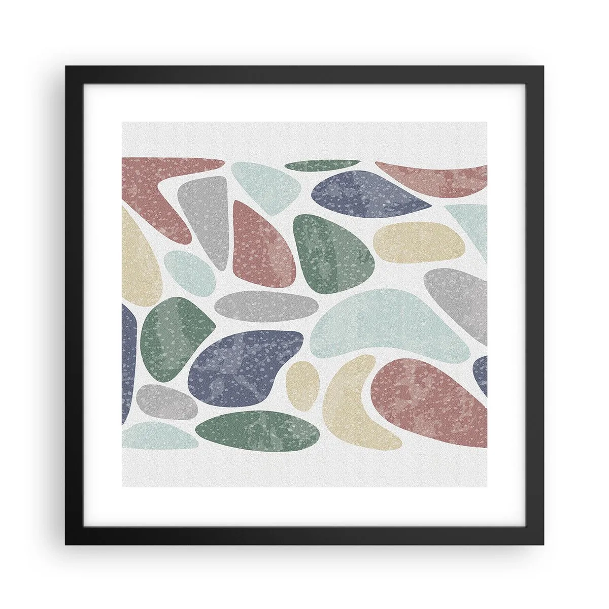 Póster en marco negro - Mosaico de colores empolvados - 40x40 cm