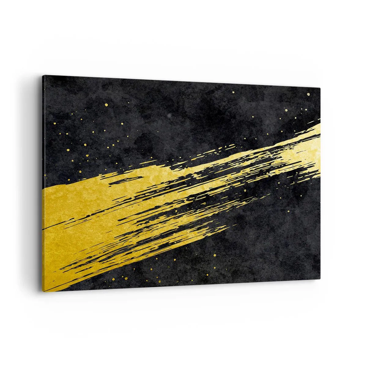Cuadro sobre lienzo - Impresión de Imagen - Fondo negro con pinceladas doradas dinámicas - 100x70cm - Saltar al hiperespacio - Decoración de pared moderna para salón y dormitorio ARTTOR