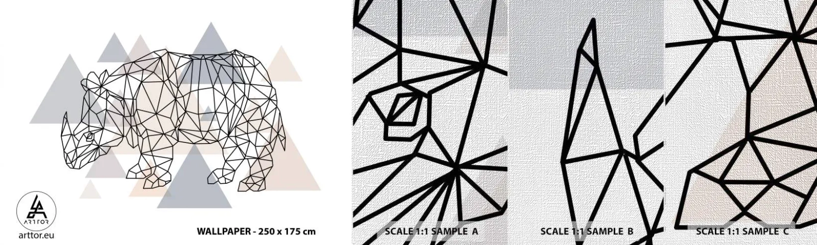 Muestra de fotomural Premium Canvas - Estructura de la fuerza - Abstracción, Gráficos, Rinoceronte - 100x30 cm