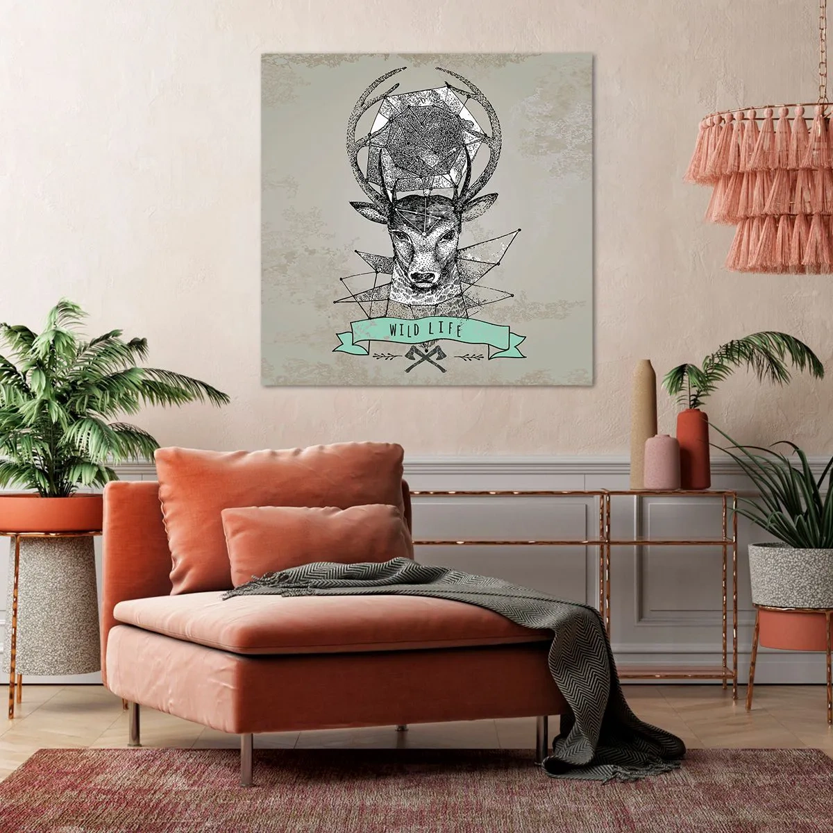 Cuadro sobre lienzo - Impresión de Imagen - Visión de San Huberto - 60x60 cm
