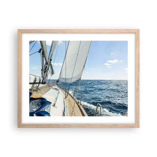 Póster en marco roble claro - Ahoy, a la aventura - 50x40 cm