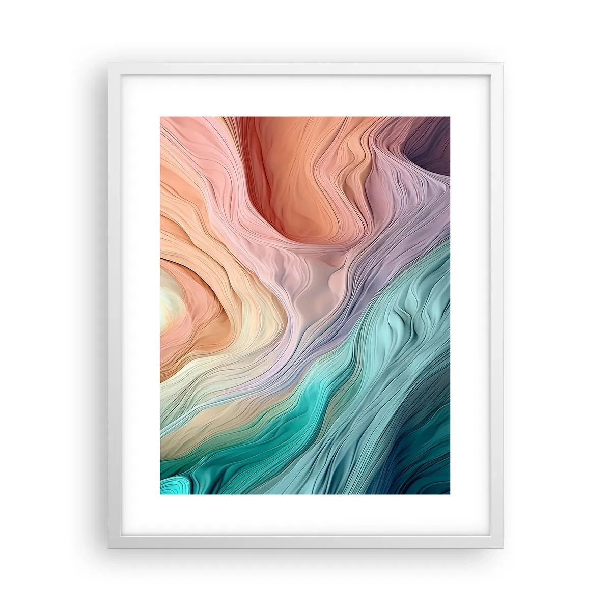 Póster en marco blanco - Ola arco iris - 40x50 cm