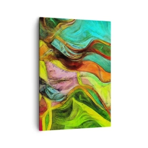 Cuadro sobre lienzo - Impresión de Imagen - Una composición abstracta con manchas de colores y líneas dinámicas. - 50x70cm - El movimiento es la vida - Decoración de pared moderna para salón y dormitorio ARTTOR