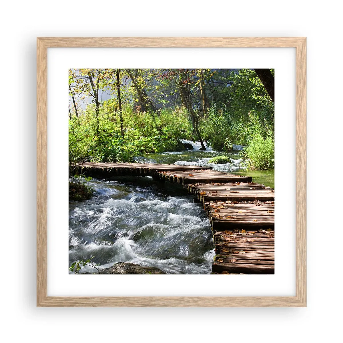 Póster en marco roble claro - Sobre una cascada de espuma - 40x40 cm