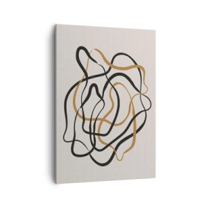 Cuadro sobre lienzo - Impresión de Imagen - Líneas enredadas en negro y dorado sobre un fondo claro. - 50x70cm - Todo ha salido mal - Decoración de pared moderna para salón y dormitorio ARTTOR