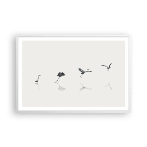 Póster en marco blanco - Cuatro sencillos pasos para despegar - 91x61 cm