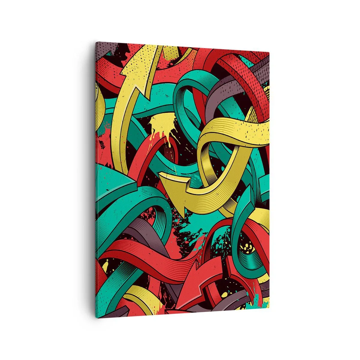 Cuadro sobre lienzo - Impresión de Imagen - Flechas abstractas en colores vibrantes que crean caos. - 50x70cm - ¿Qué camino tomar? - Decoración de pared moderna para salón y dormitorio ARTTOR
