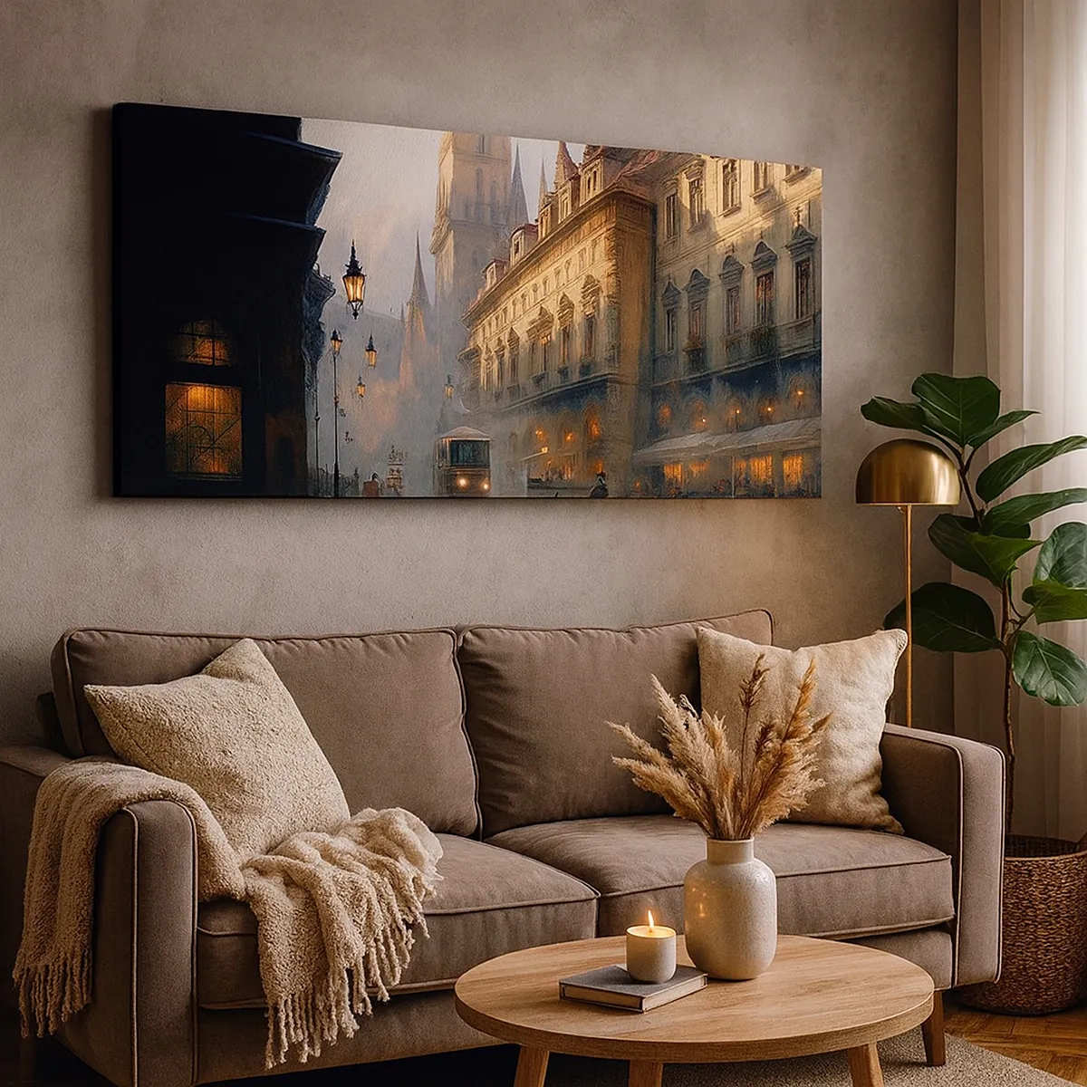 Cuadro sobre lienzo - Impresión de Imagen - La magia de una noche de Praga - 30x30 cm