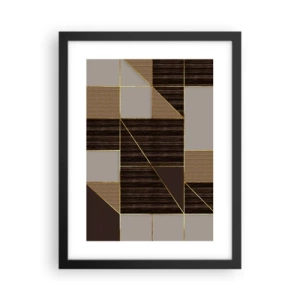 Póster en marco negro - Un mosaico de marrones y dorados - 30x40 cm