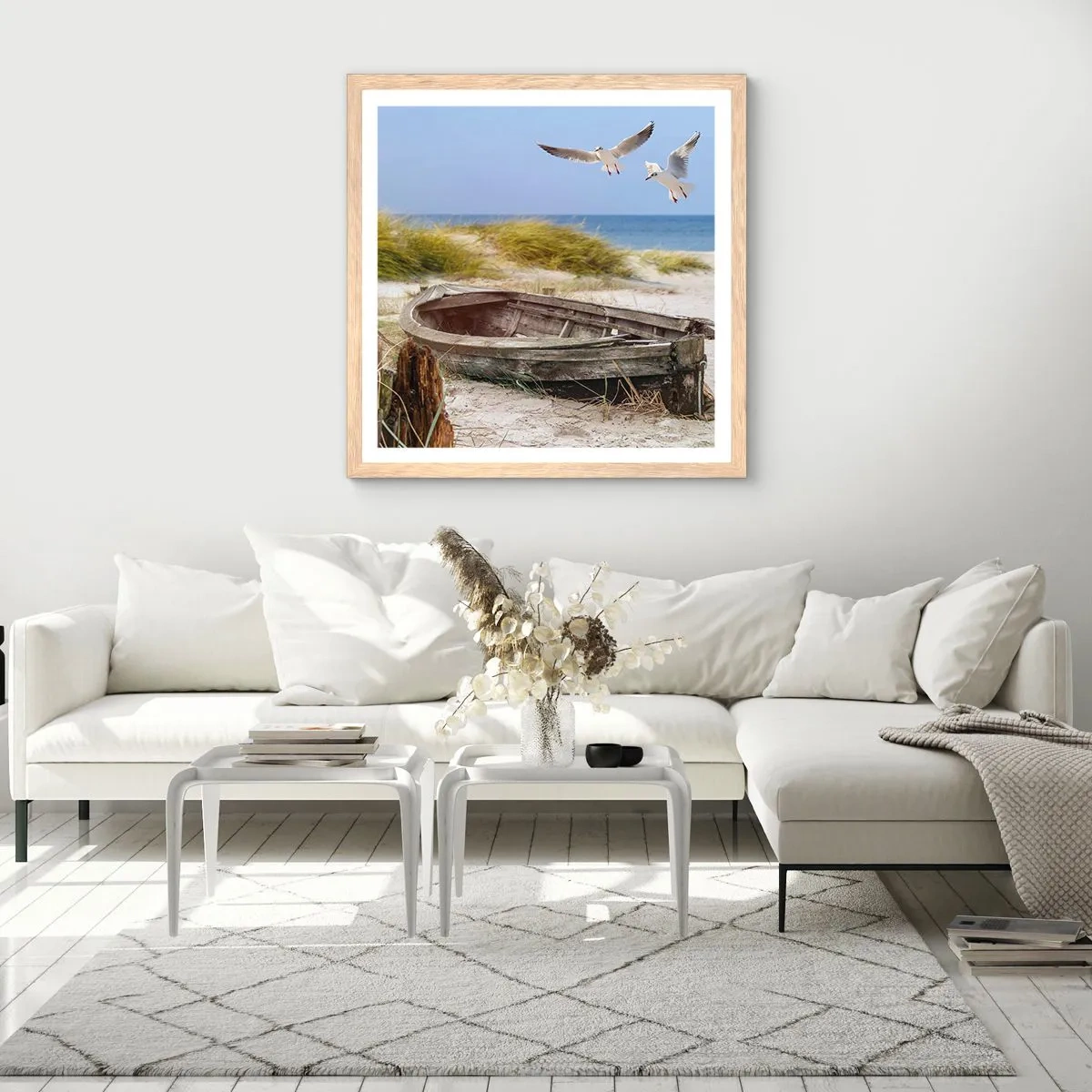 Póster en marco roble claro - Bañada por el viento - 30x30 cm