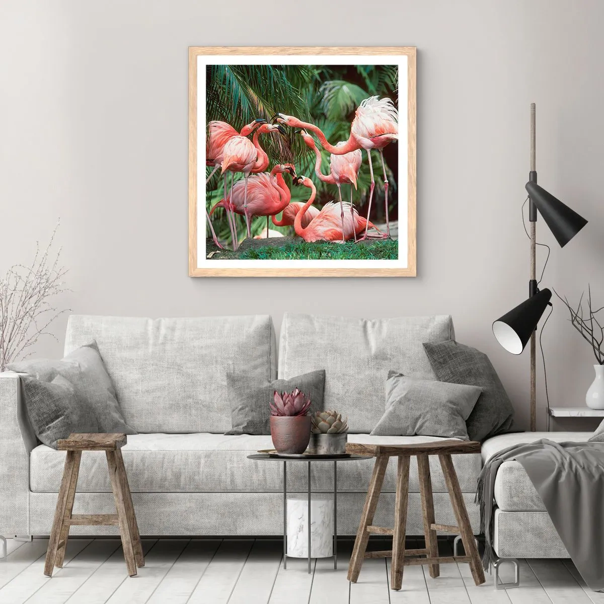 Póster en marco roble claro - Cotilleos de la tarde - 60x60 cm