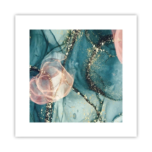 Póster - Seda azul, tul rosa - 30x30 cm