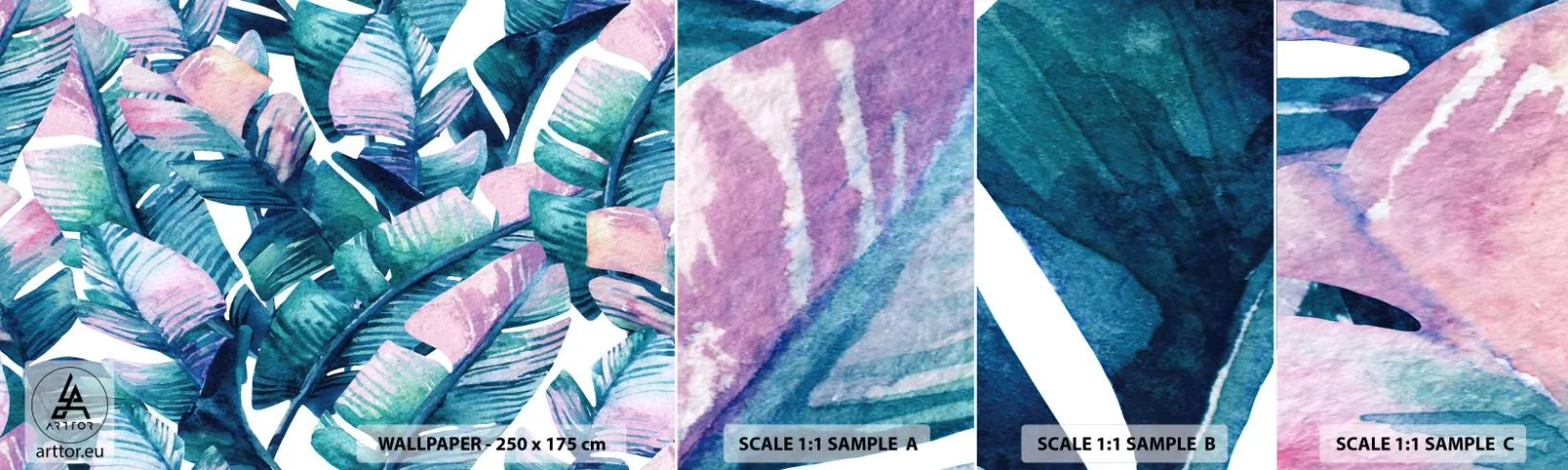 Muestra De Fotomural Standard Eco - En una plantación de plátanos - Abstracción, Hojas, Pedazo - 100x30 cm