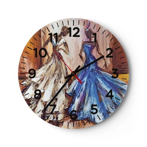 Reloj de pared - Reloj de vidrio - Un elegante dúo - 30x30 cm