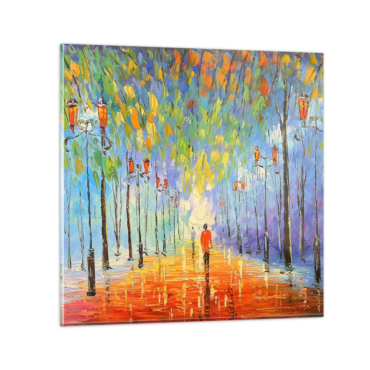 Cuadro sobre vidrio - Impresiones sobre Vidrio - La canción nocturna de la lluvia - 30x30 cm
